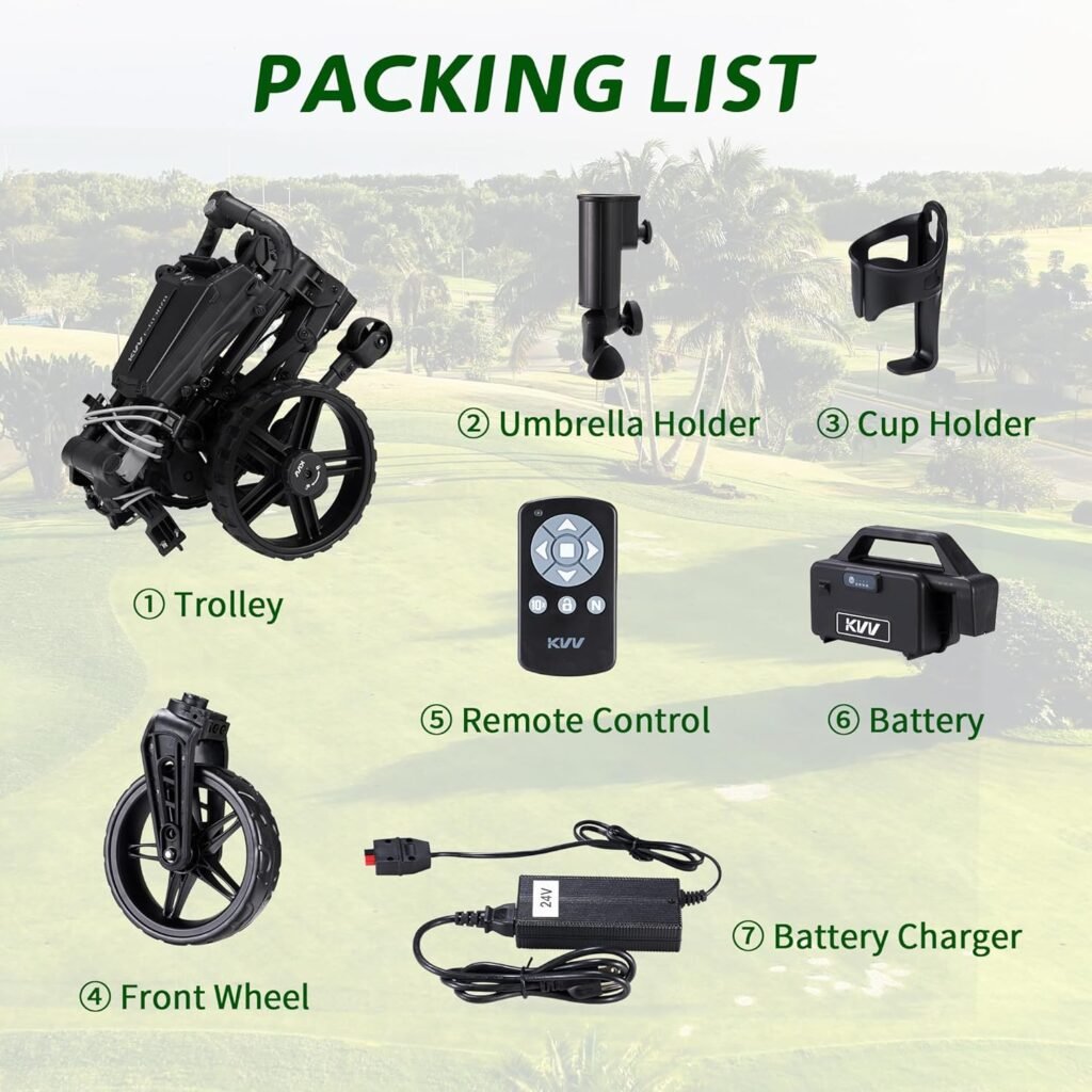 KVV Electric Golf Push Cart with Remote Control, Smallest Folding Size, Suitable for All Terrains, Lightweight and Super Compact Electric Golf Cart