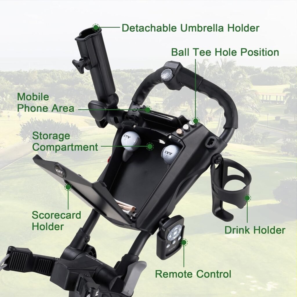 KVV Electric Golf Push Cart with Remote Control, Smallest Folding Size, Suitable for All Terrains, Lightweight and Super Compact Electric Golf Cart